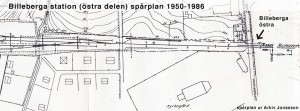 Karta järnvägen och övergången Billeberga östra