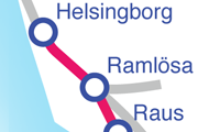 Linjen Ramlösa Helsingborg C karta